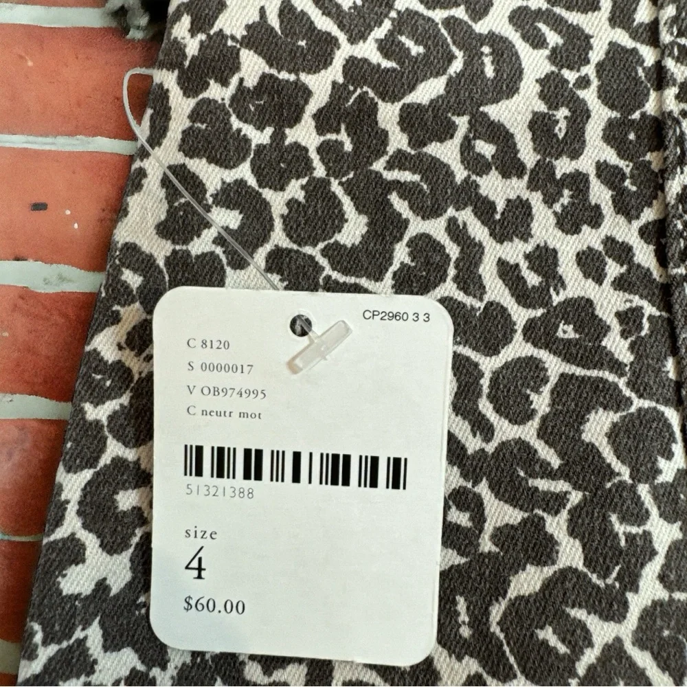 Free People Modern Femme Leopard Print Denim Zippered Mini Skirt Size 4 NWT - Picture 5 of 8